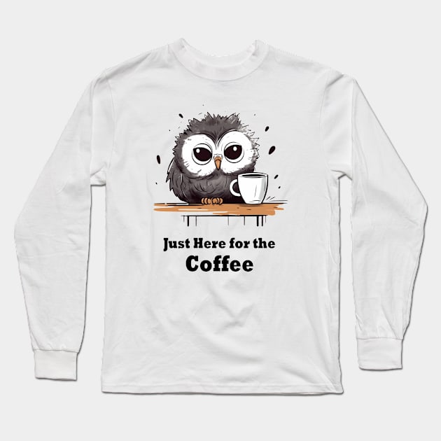 Brewed Obsession: Caffeine Addiction Owl Cute Long Sleeve T-Shirt by Kibo2020